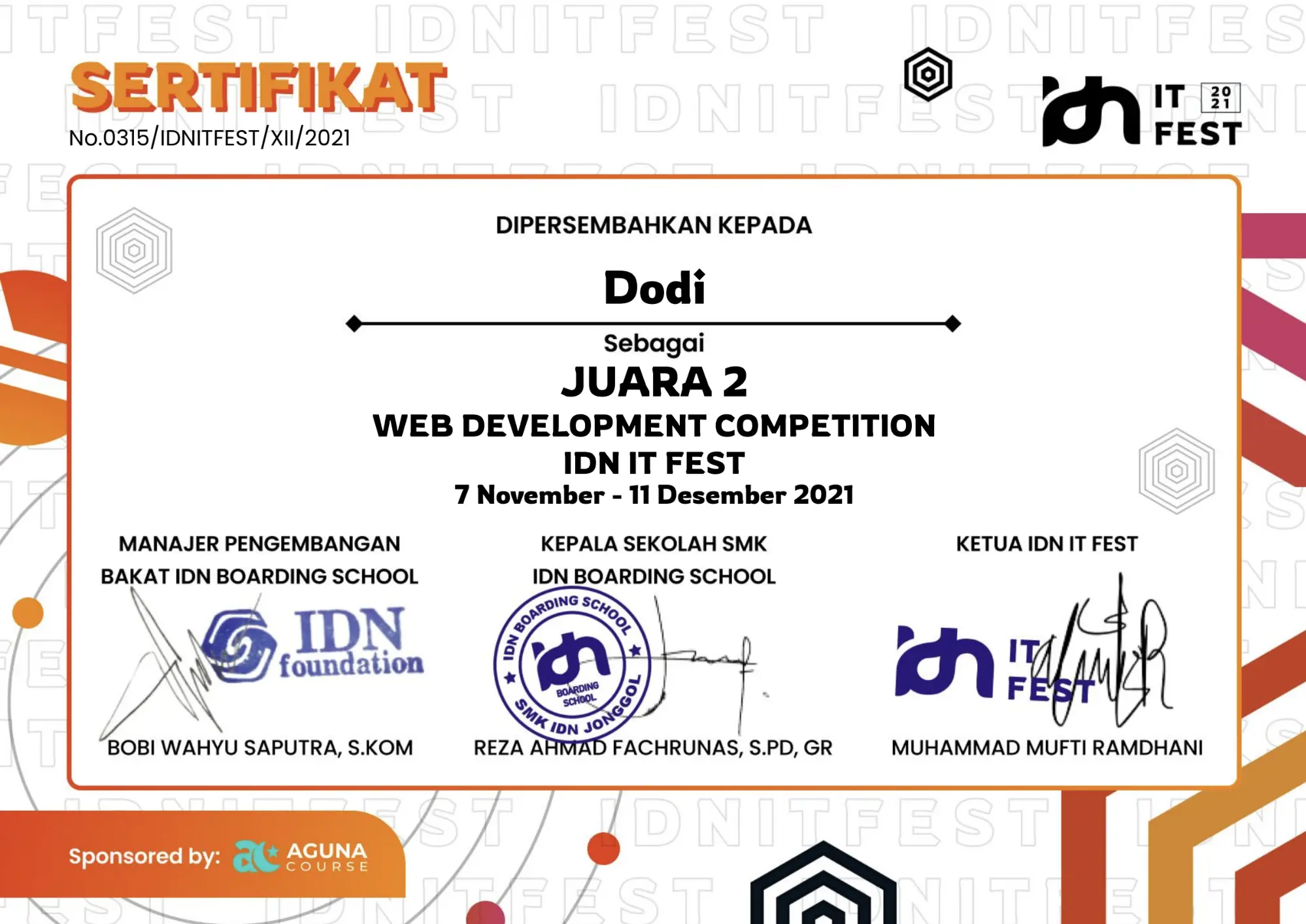 2nd Winner - Web Development Competition